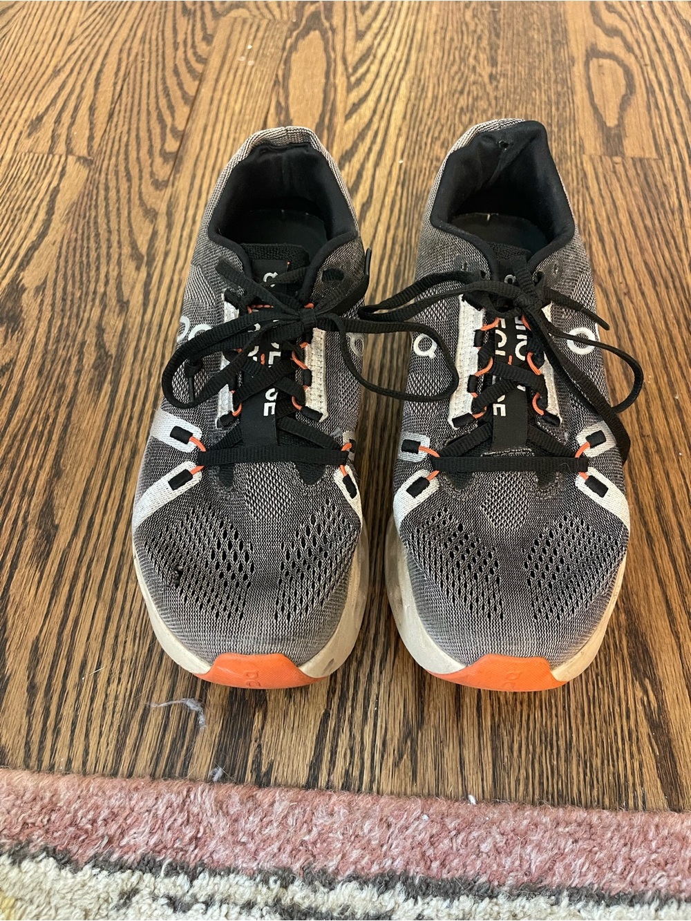 On Running Gray and Orange Women's Athletic Shoes